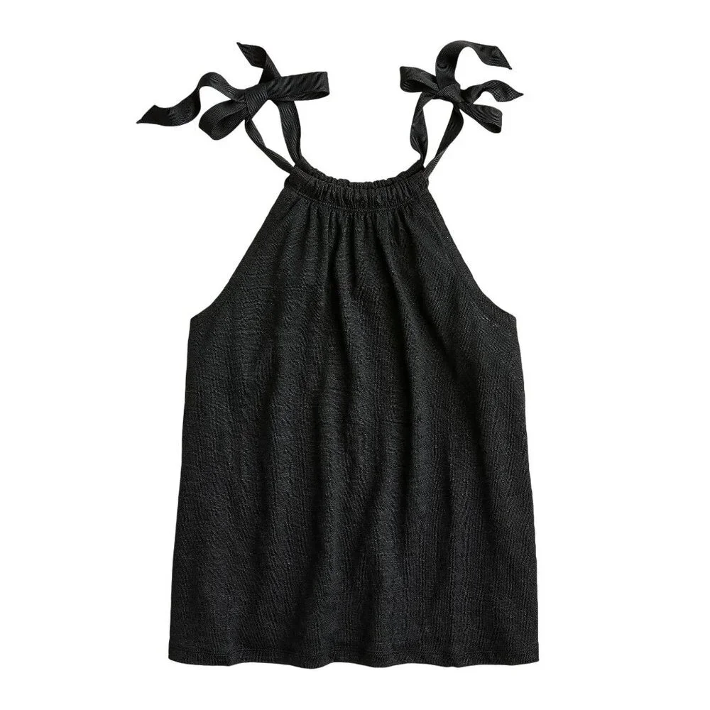 NWT J.Crew Black Linen Tank Top M